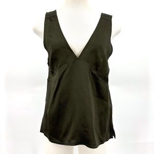 Zara NWOT Khaki Satin Wide Shoulder Camisole Tank, Small